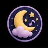 Cartoon moon and music note sticker for a bedtime lullaby preview