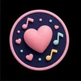 Cartoon heart and music note sticker for a baby name song preview
