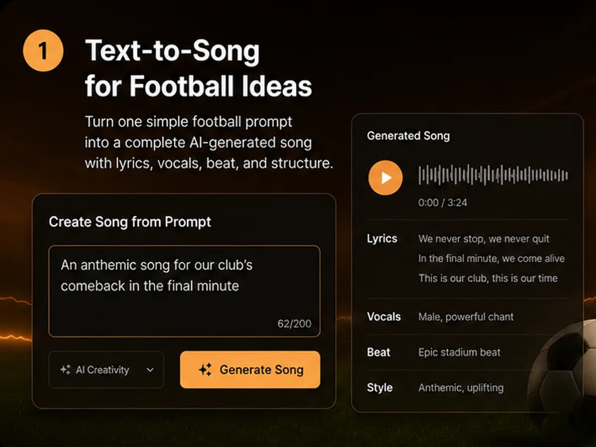 Text-zu-Song Fußball-Prompt-Interface zur Generierung eines Weltcup-Songs