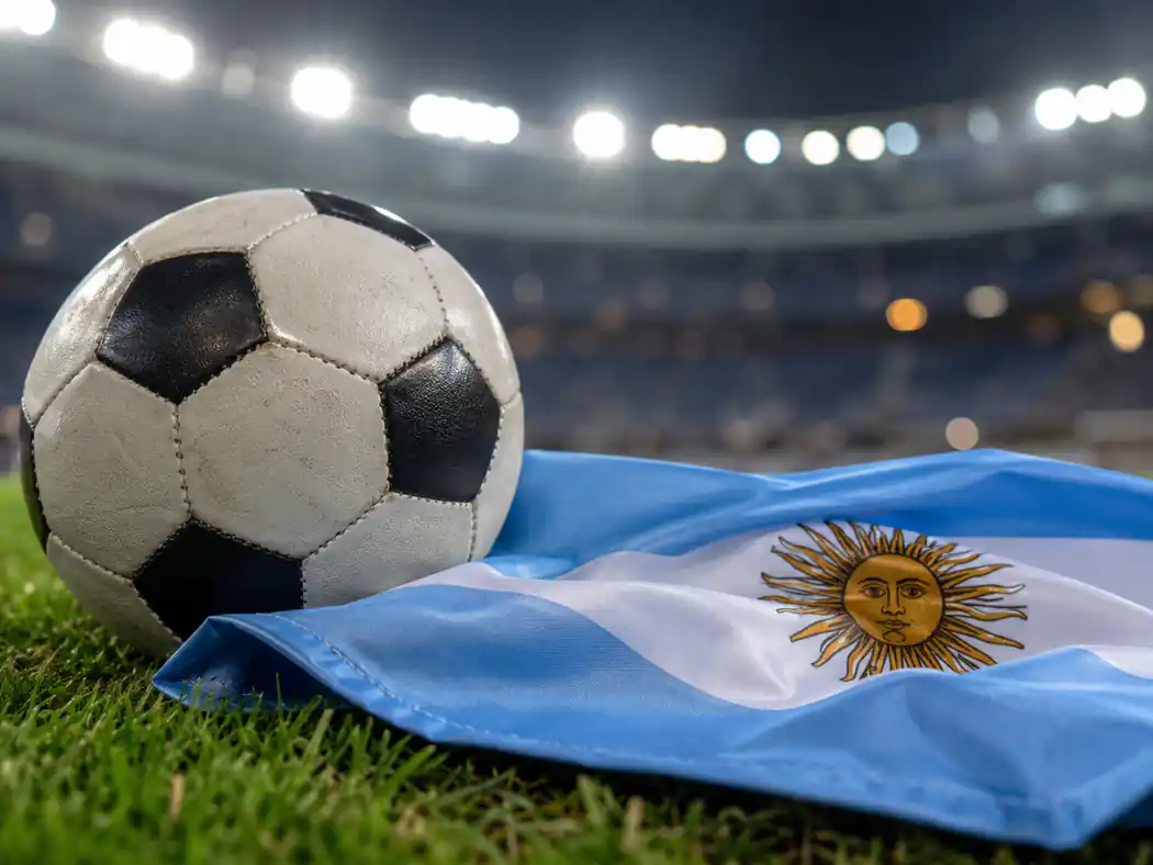 Argentina prompt example - Football and Flag Close-Up