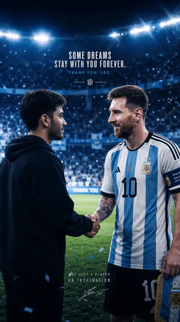 Handshake with Messi Poster Prompt example