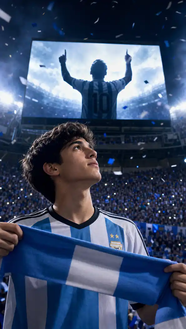 Argentina Prompt with Messi Side-by-Side Poster example