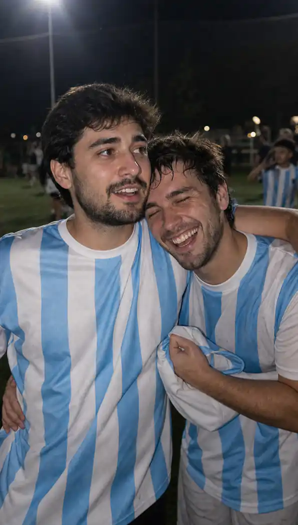 Argentina celebration hug fan prompt example