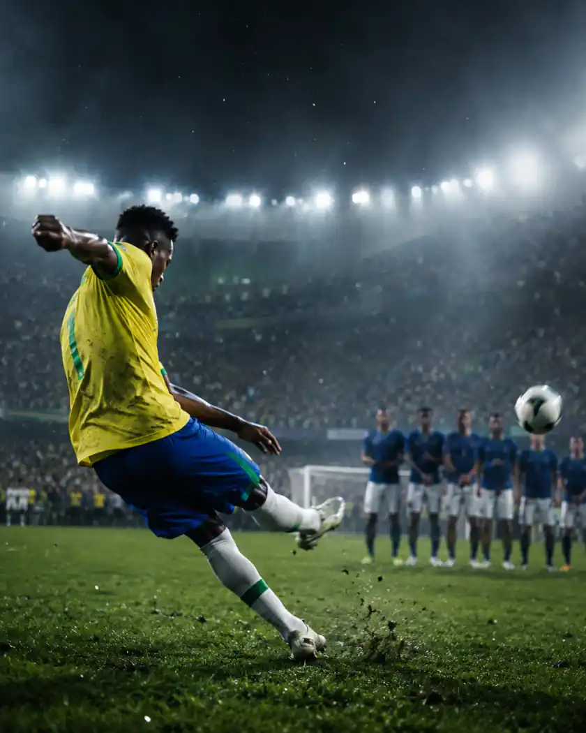 Brasilien-Prompt-Beispiel - Freistoß unter Flutlicht