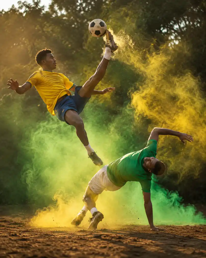 Brasilien-Prompt-Beispiel - Capoeira-inspirierter Fußball-Move