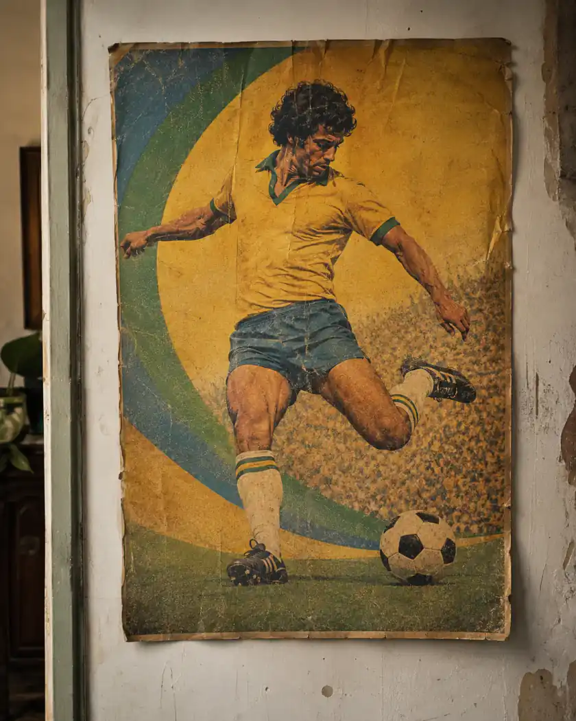 Brasilien-Prompt-Beispiel - Retro 1970er Fußballposter
