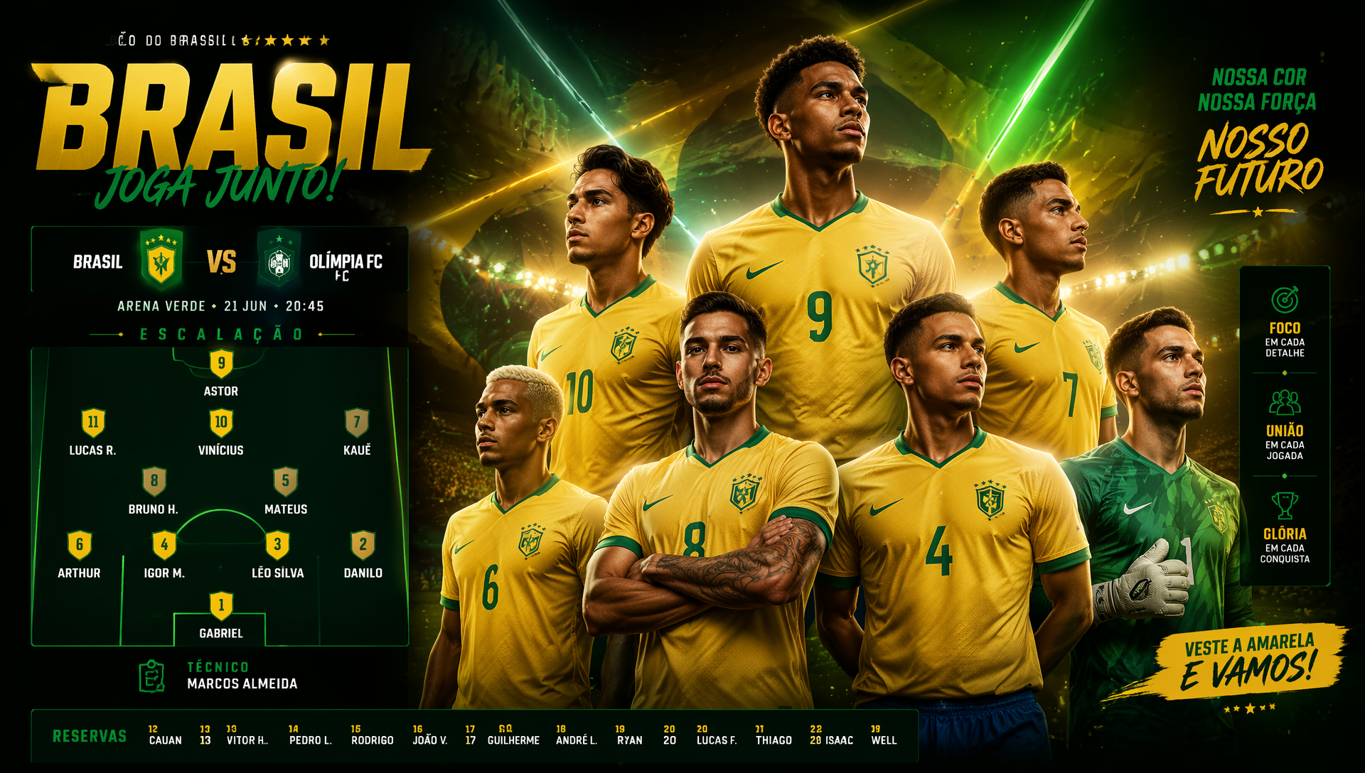 Brazil Team Lineup Poster Prompt example