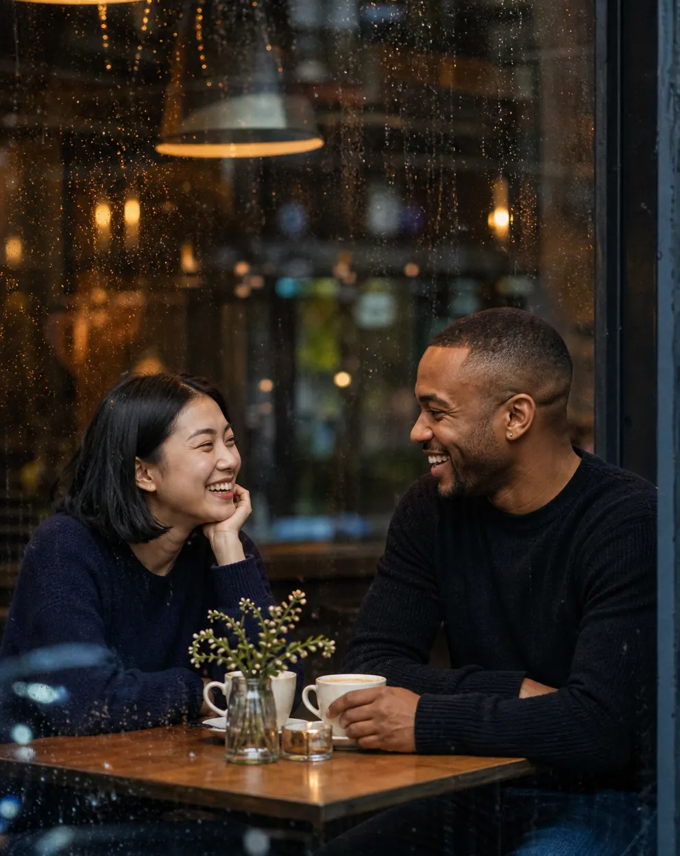 Rainy Café Window Date ejemplo
