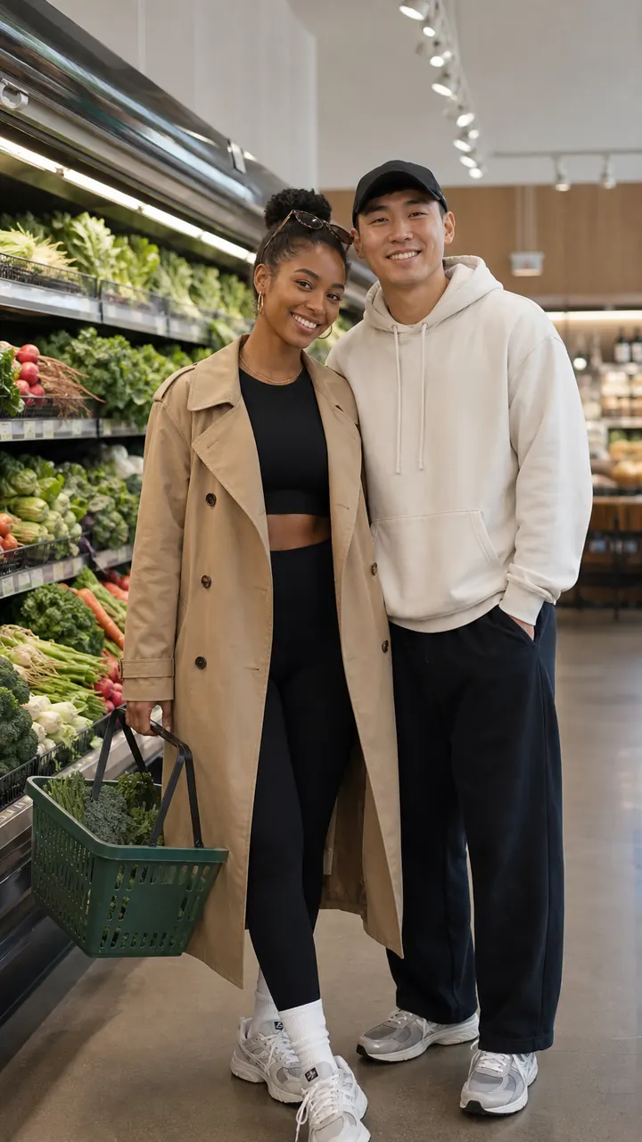 Influencer Grocery Run Pareja ejemplo