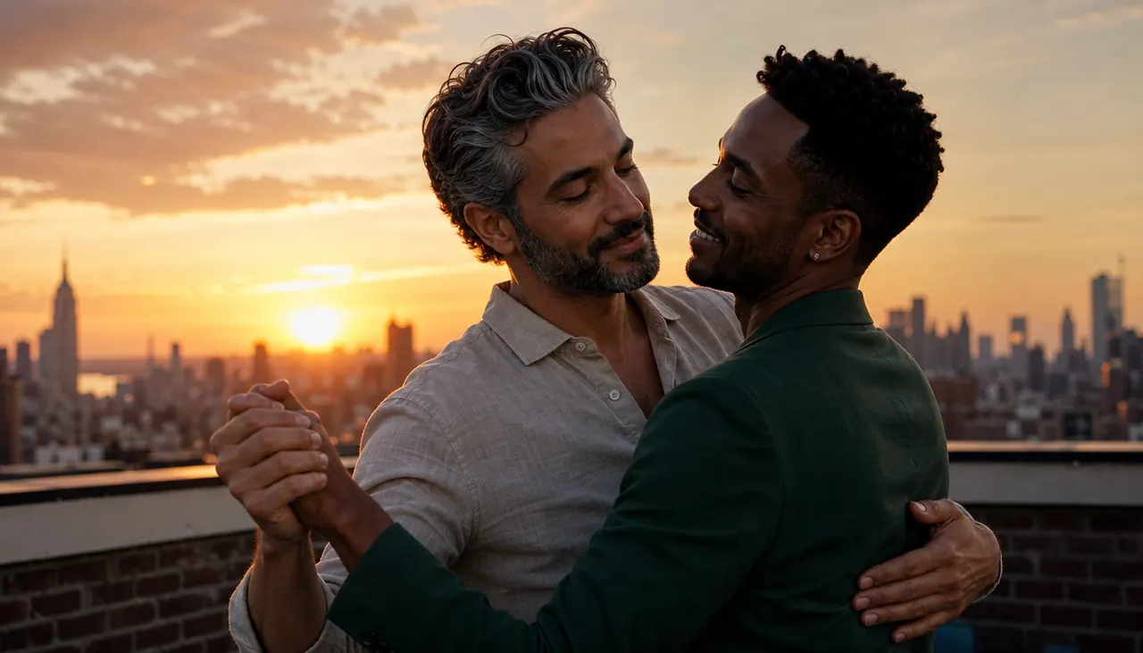 Rooftop Sunset Dance Pareja ejemplo