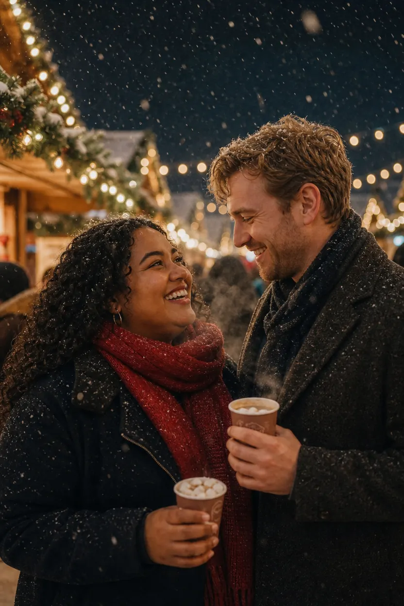 Winter Holiday Market Pareja ejemplo