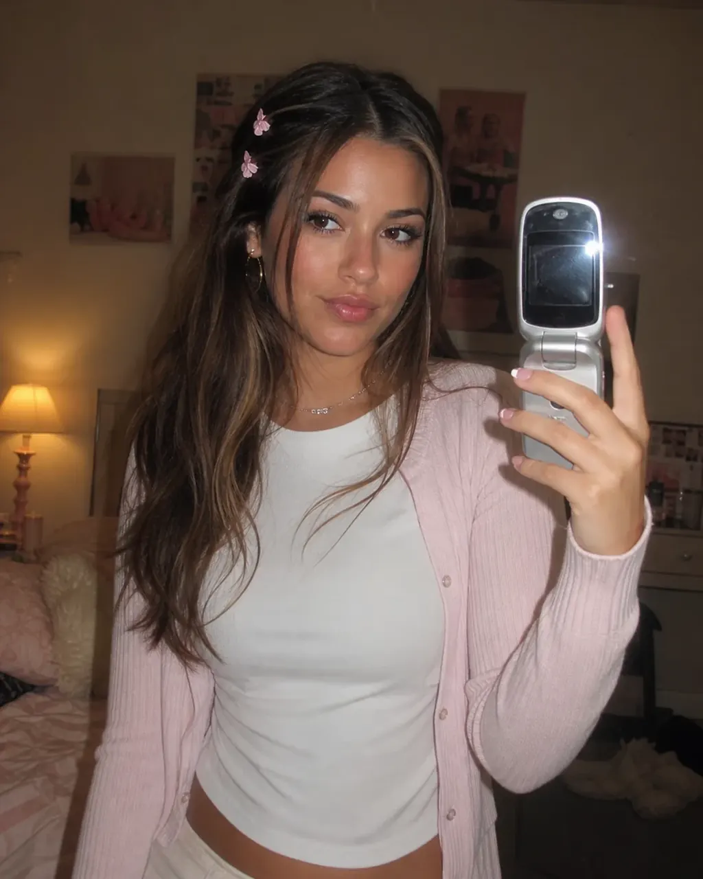 Y2K Flip Phone Selfie Fille exemple