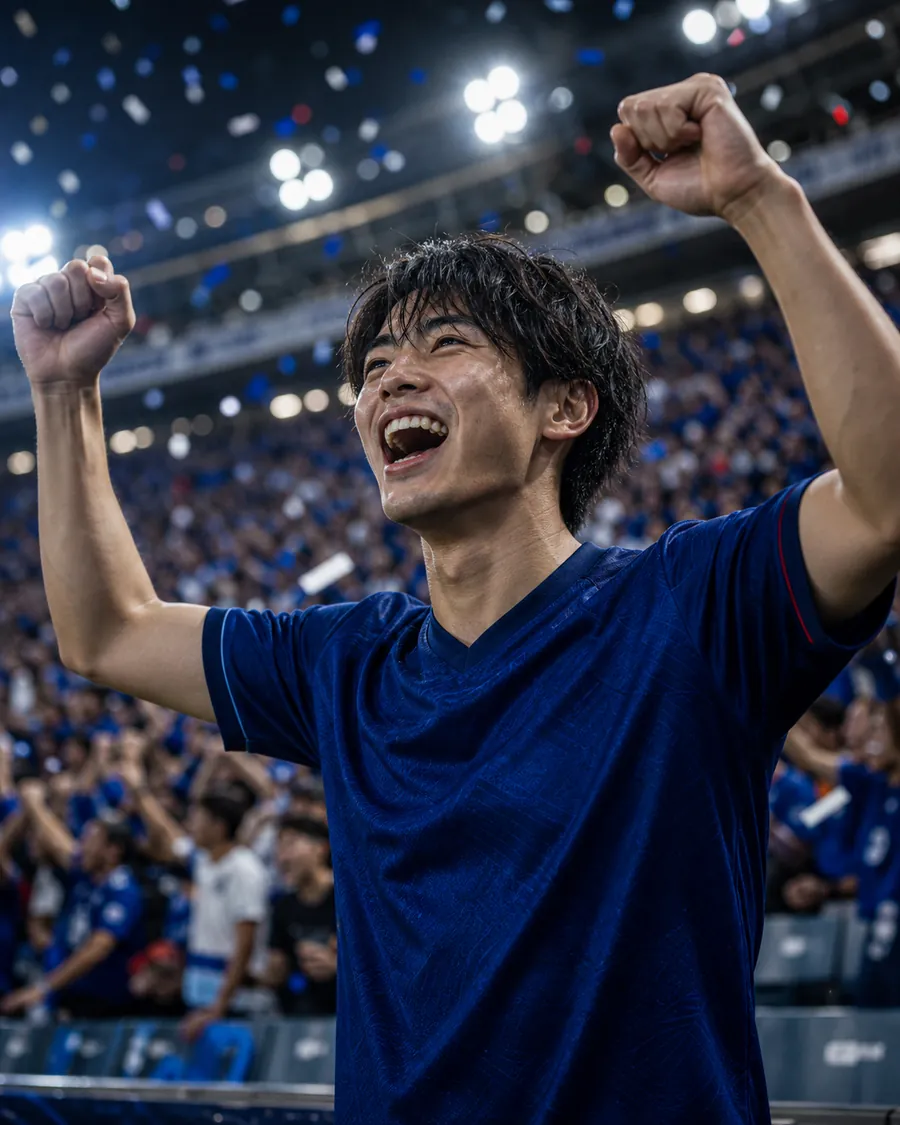 Japan goal celebration poster prompt example