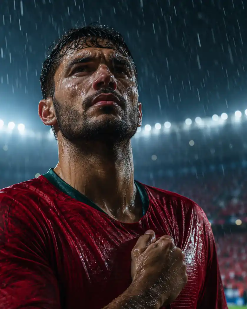 Portugal-Prompt-Beispiel - Regnerisches Spieltags-Porträt