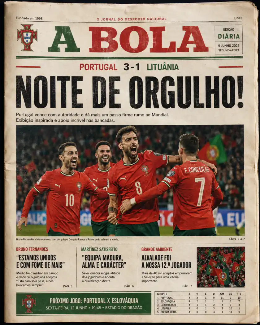 Portugal-Prompt-Beispiel - Zeitungs-Titelseite