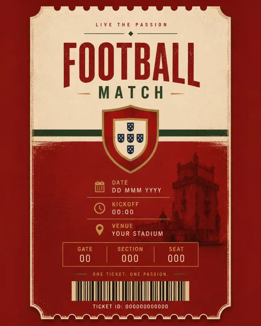 Portugal-Prompt-Beispiel - Match-Ticket-Poster
