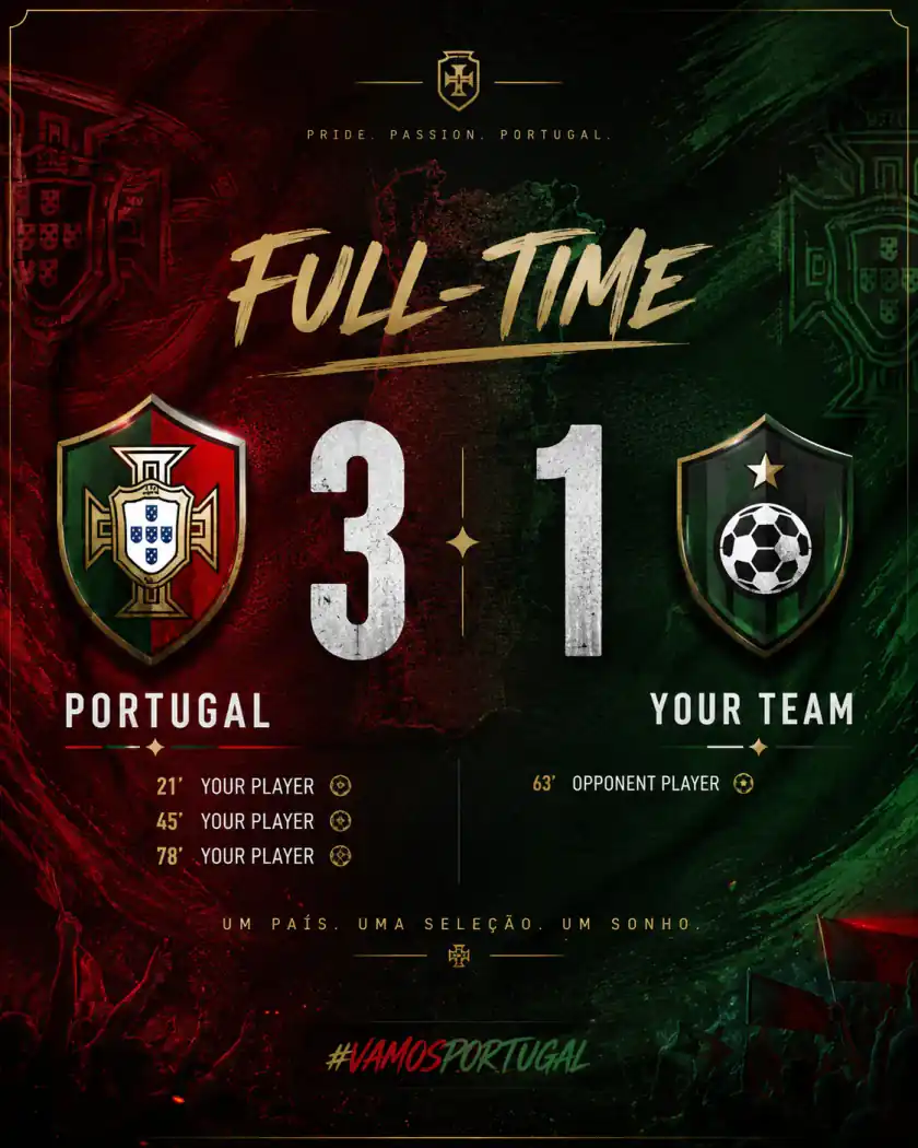 Portugal-Prompt-Beispiel - Ergebnisgrafik nach dem Spiel