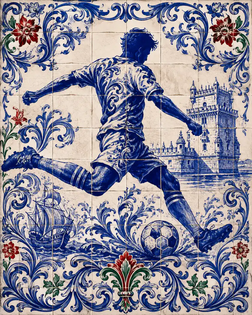 Portugal-Prompt-Beispiel - Azulejo-Fliesen Fußballposter