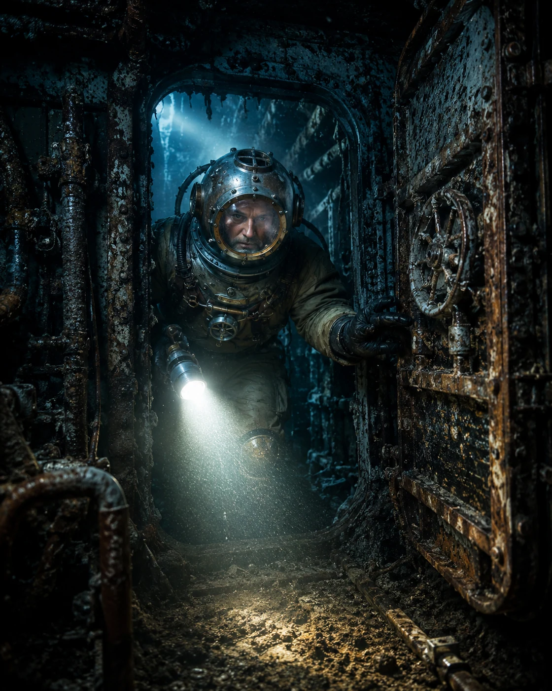 Abyssal wreck seeker underwater AI prompt example