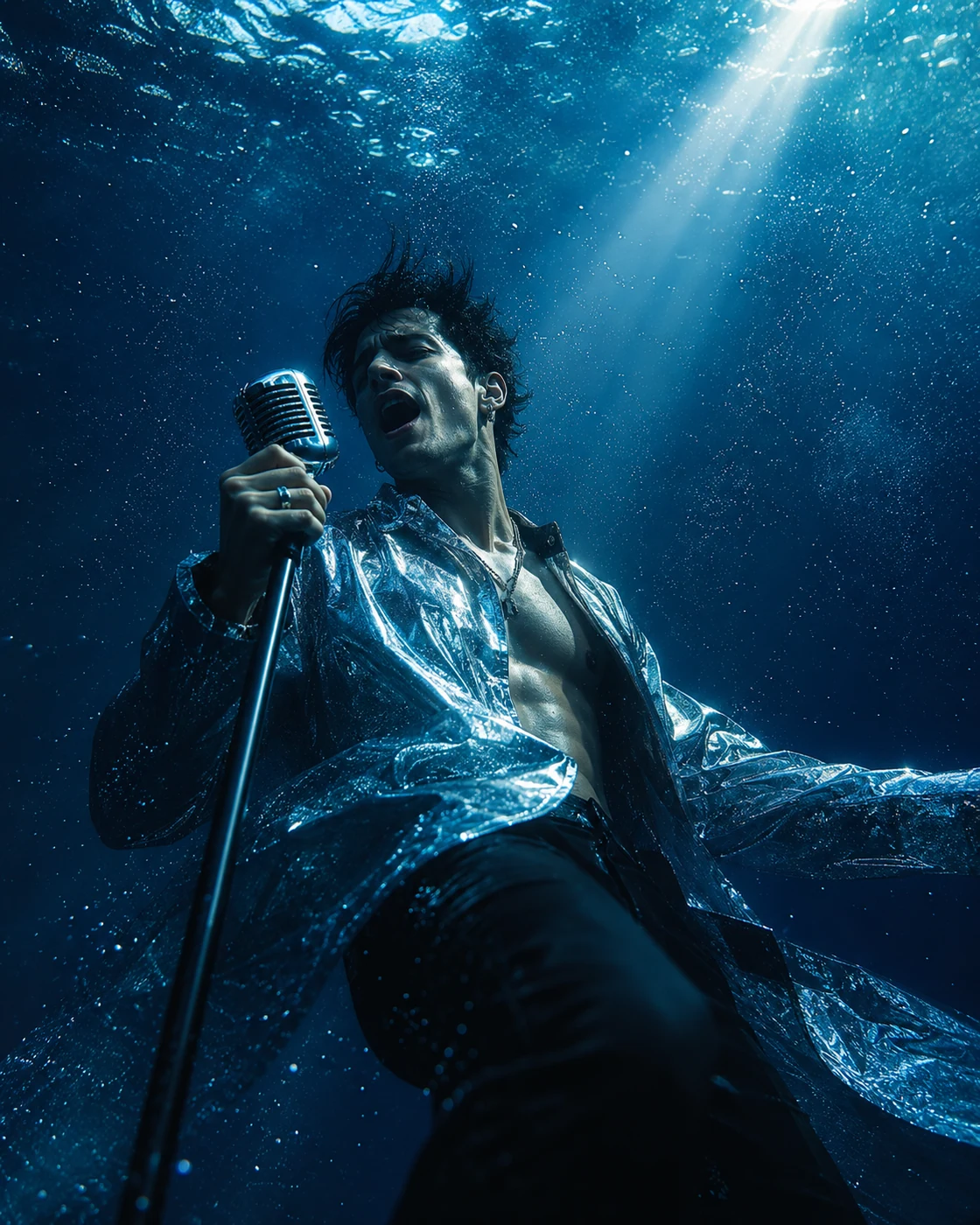Underwater concert AI music video prompt example