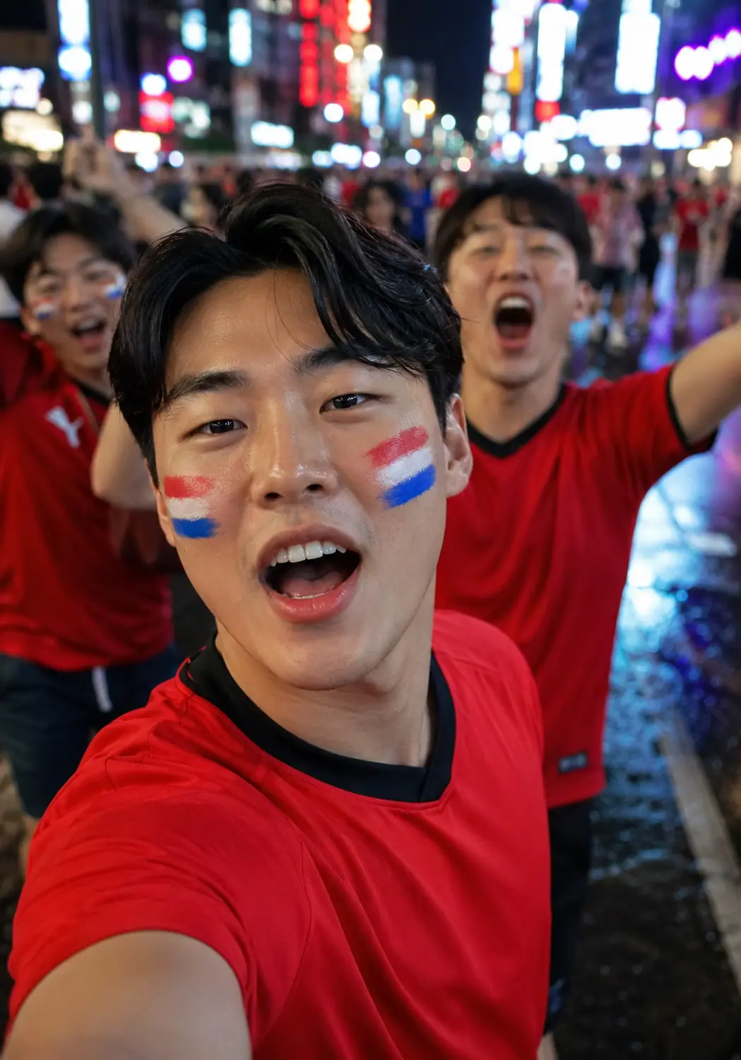Korea Neon Street Face Paint Selfie world cup ai makeup filter example