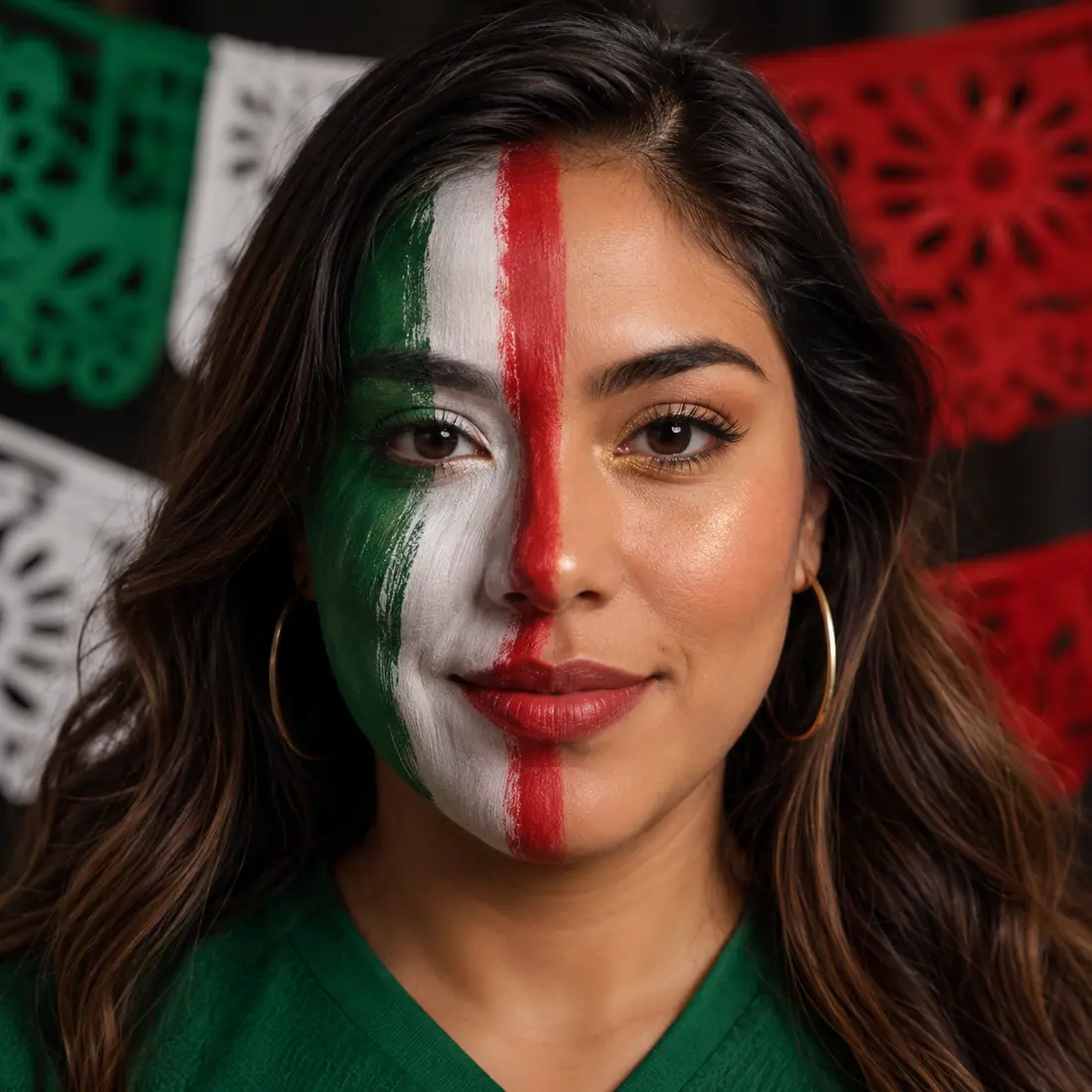 Mexico Split-Face Festival Mask world cup ai makeup filter example
