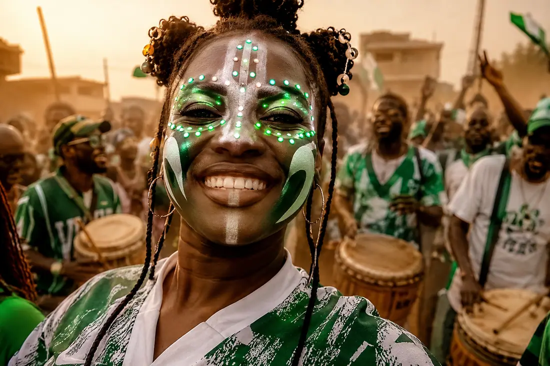 Nigeria LED Bead Face Paint Filter world cup ai makeup filter example
