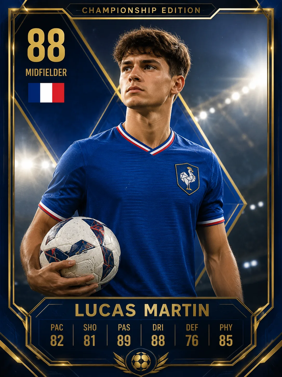 Cinematic football trading card filter example
