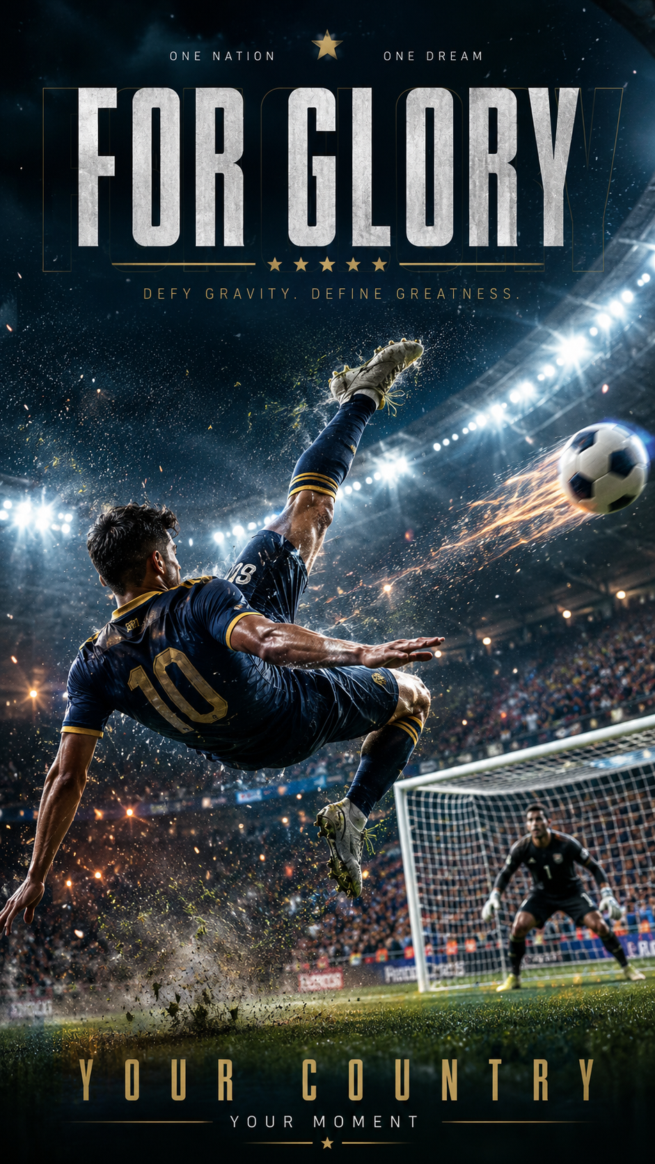 Bicycle kick football action poster prompt example