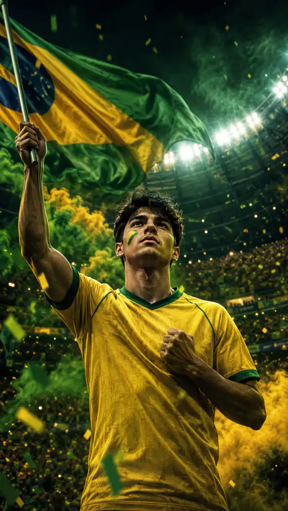 Beispiel für einen von Brasilien inspirierten cineastischen Fußballposter-Prompt