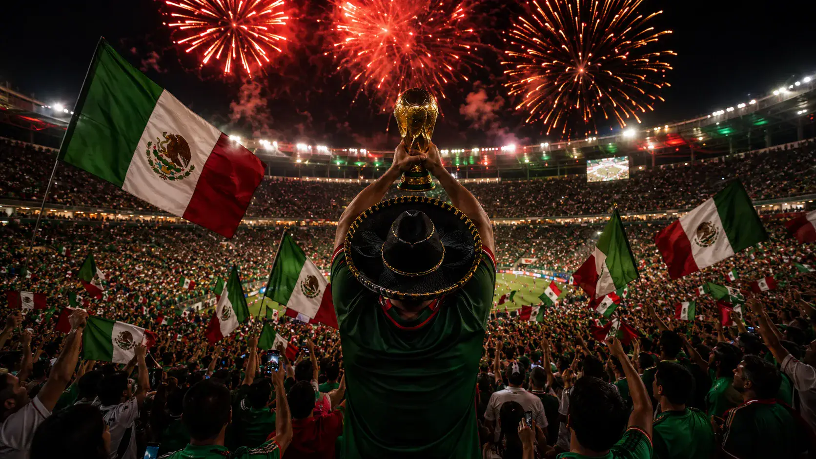 Mexico Host Nation Trophy Moment world cup trophy AI prompt example