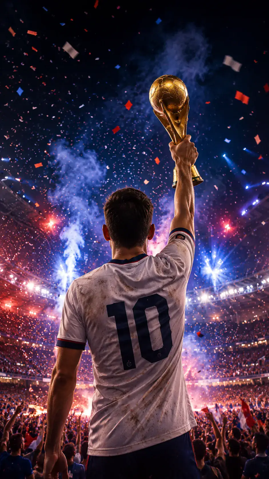 USA Trophy Hype Video Cover world cup trophy AI prompt example