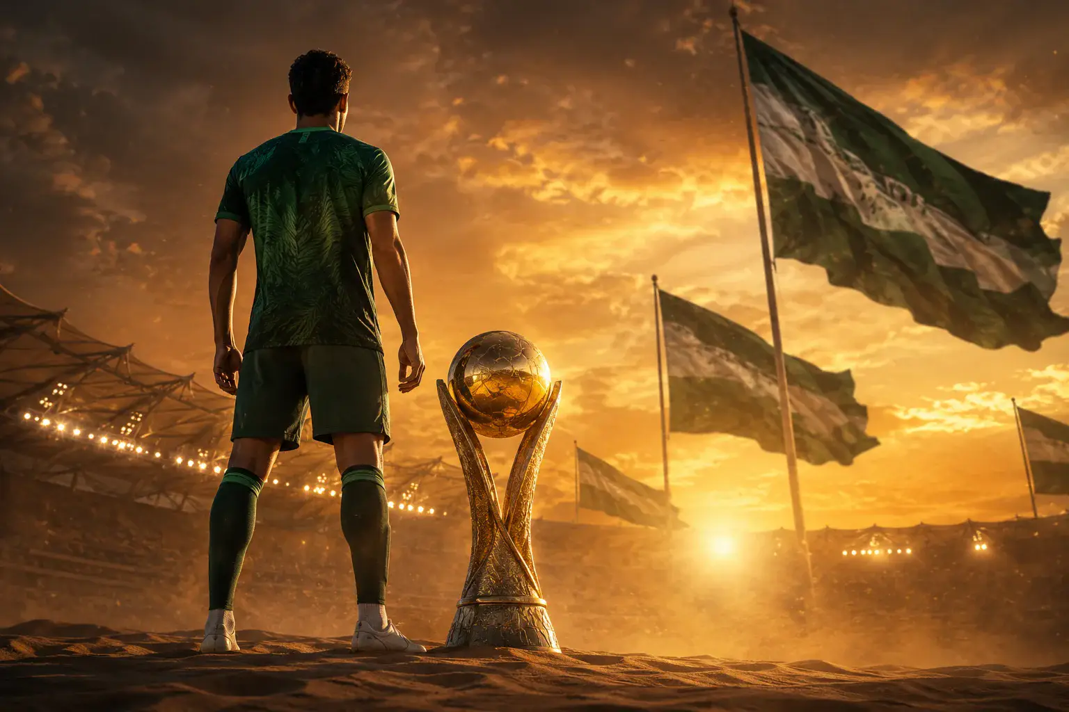Saudi Desert Trophy Poster world cup trophy AI prompt example