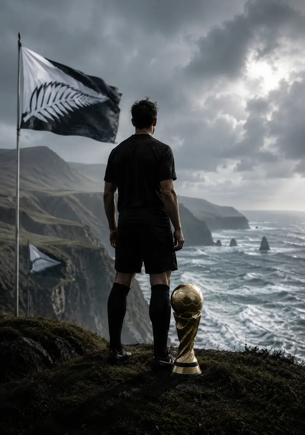 New Zealand Trophy Video Cover world cup trophy AI prompt example
