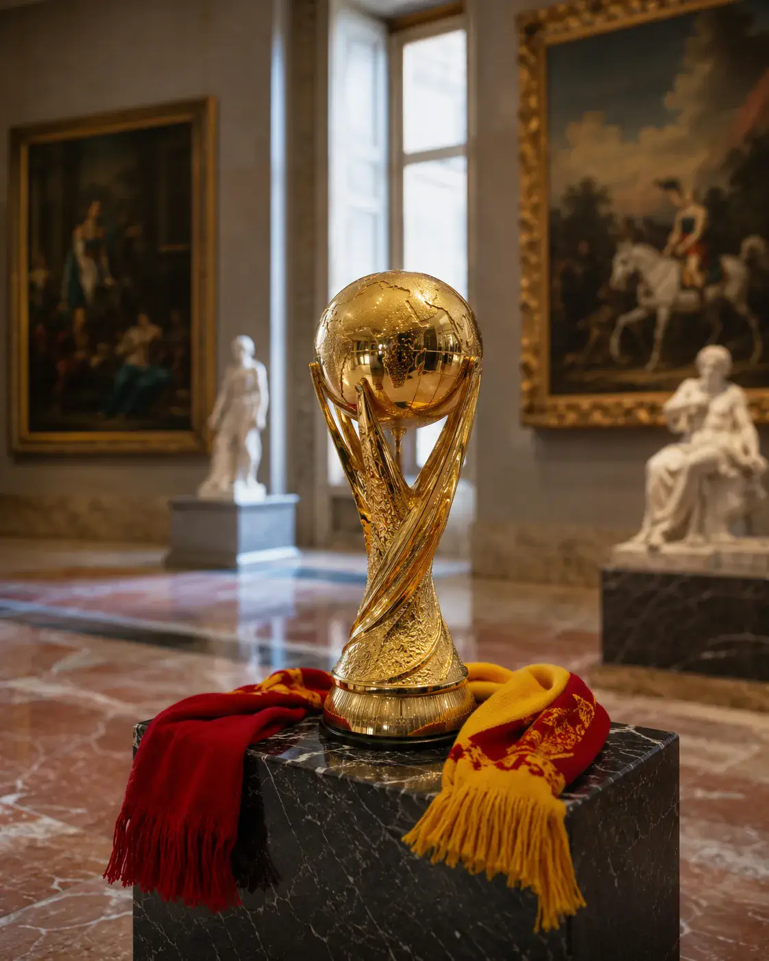 Spain Museum Trophy Portrait world cup trophy AI prompt example