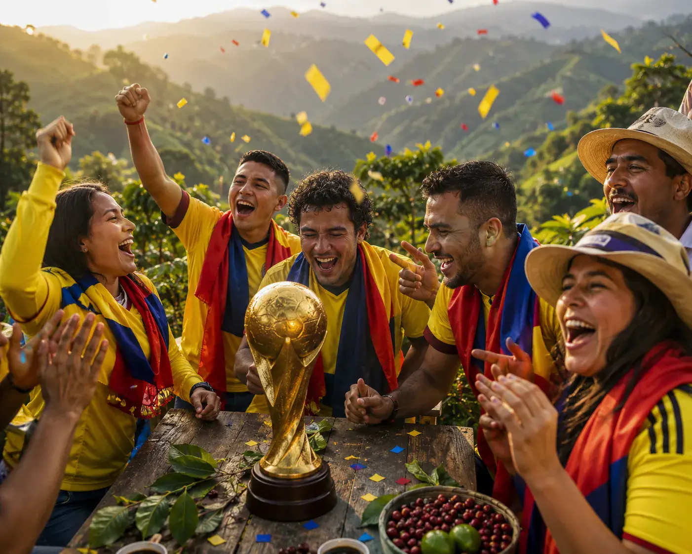 Colombia Coffee Highlands Trophy world cup trophy AI prompt example