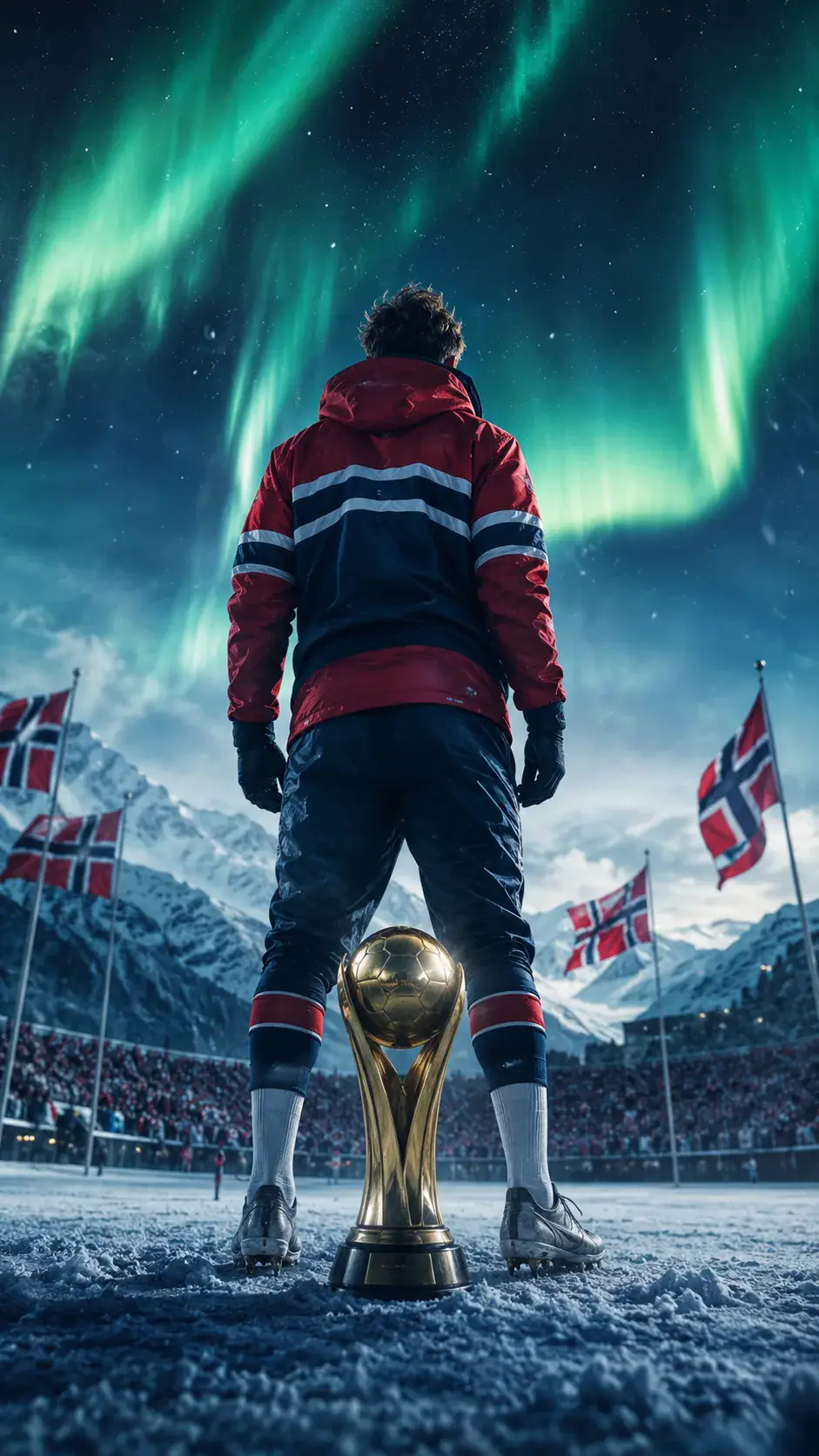 Norway Northern Lights Trophy Poster world cup trophy AI prompt example